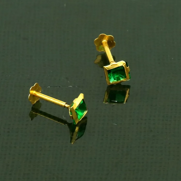 3MM OR 4mm single Green stone 18kt yellow gold handmade square shape fabulous screw back stud earring or nose pin unisex jewelry er121 TRIBAL ORNAMENTS Earrings 3MM OR 4mm single Green stone 18kt yellow gold handmade square shape fabulous screw back stud earring or nose pin unisex jewelry er121 TRIBAL ORNAMENTS Earrings