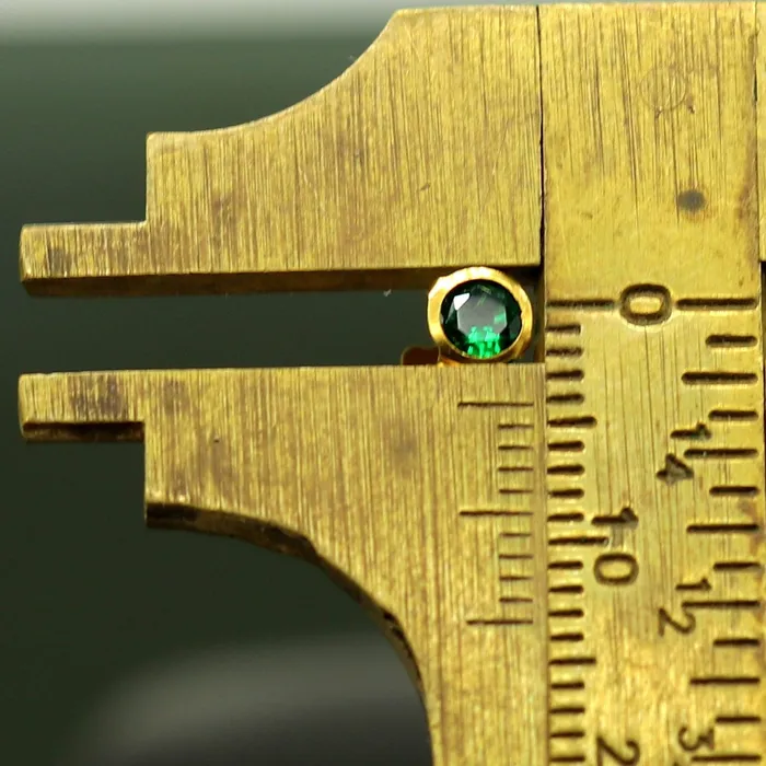 42mm 18k yellow gold handmade fabulous green cubic zircon stone excellent antique vintage design stud earrings pair unisex jewelry er113 TRIBAL ORNAMENTS Earrings