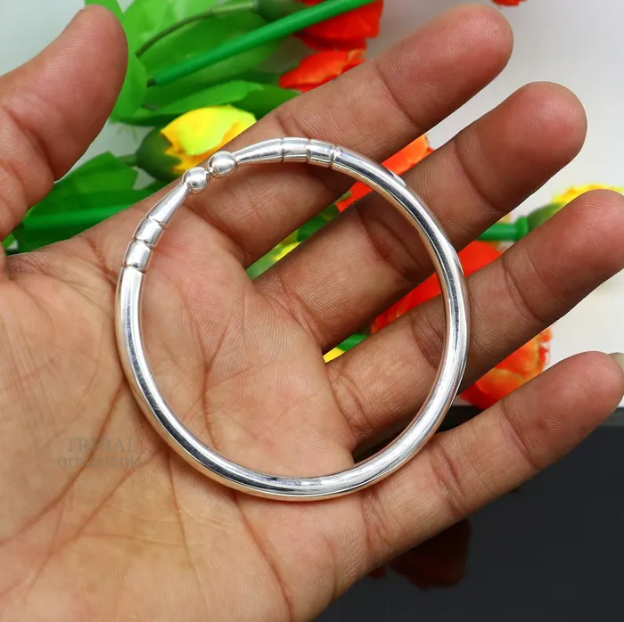 5mm 925 Solid sterling silver handmade design plain shiny bangle bracelet adjustable kada best personalized gift for unisex nsk430 TRIBAL ORNAMENTS Bracelets