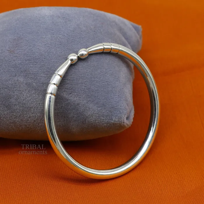 5mm 925 Solid sterling silver handmade design plain shiny bangle bracelet adjustable kada best personalized gift for unisex nsk430 TRIBAL ORNAMENTS Bracelets