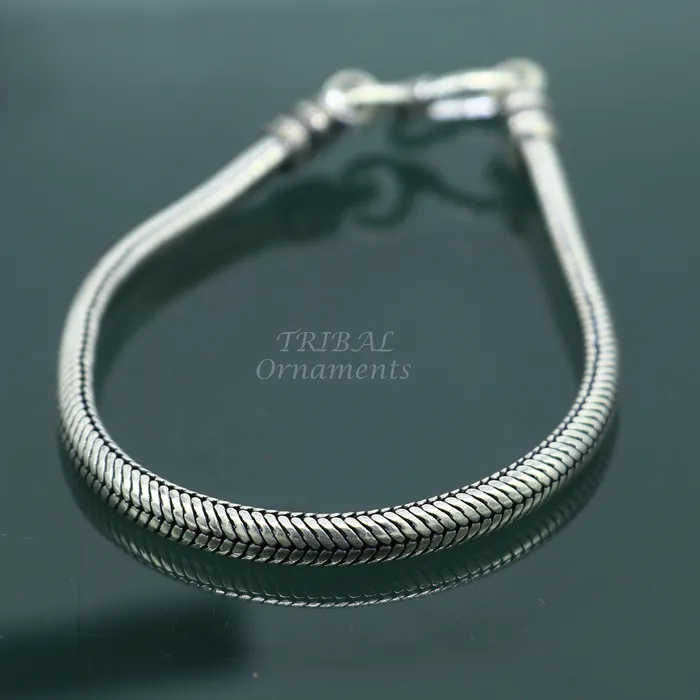 5mm 925 sterling silver handmade snake chain bracelet D shape Customized bracelet half round snake chain bracelet unisex sbr378 TRIBAL ORNAMENTS Bracelets