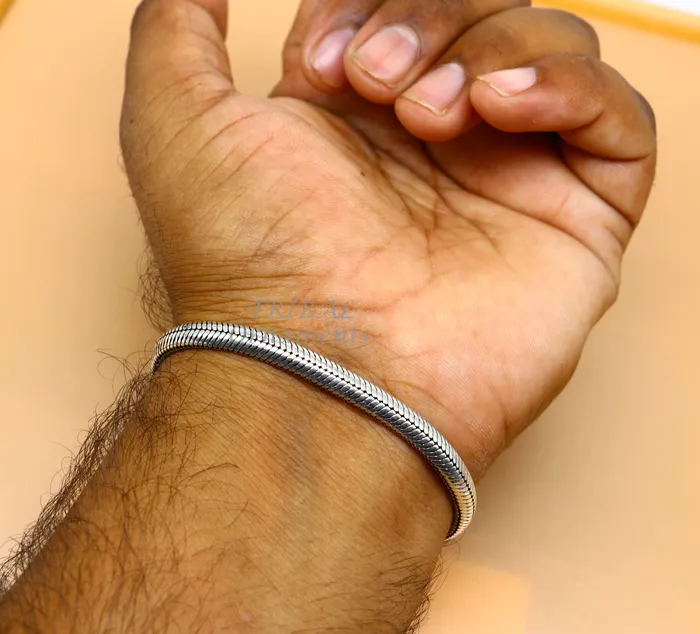 5mm 925 sterling silver handmade snake chain bracelet D shape Customized bracelet half round snake chain bracelet unisex sbr378 TRIBAL ORNAMENTS Bracelets
