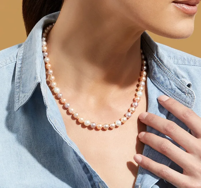 6570mm Freshwater Multicolor Pearl Necklace AAA Quality spt Necklaces
