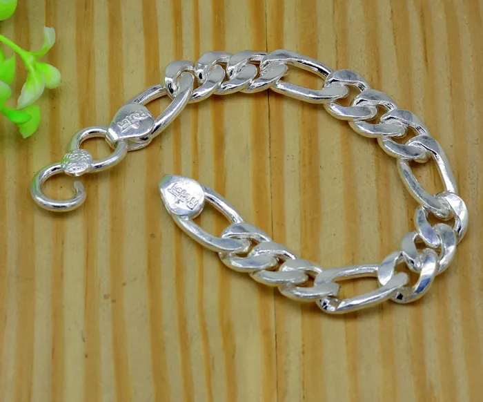9 inches long Handmade solid silver customized Figaro chain heavy vintage design unisex bracelet personalized gifting bracelet nsbr154 TRIBAL ORNAMENTS Bracelets