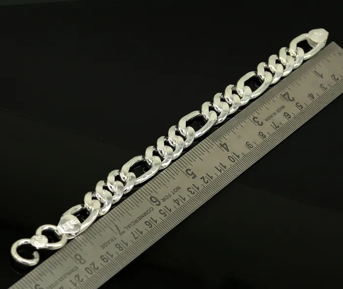 9 inches long Handmade solid silver customized Figaro chain heavy vintage design unisex bracelet personalized gifting bracelet nsbr154 TRIBAL ORNAMENTS Bracelets