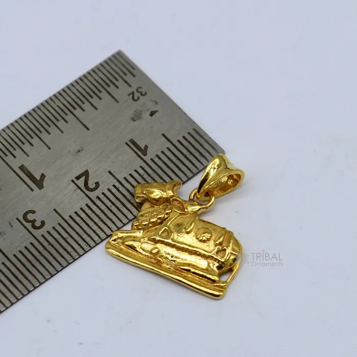 925 sterling silver amazing designer Hindu idol Lord Shiva Nandi Maharaj pendant excellent gold polished unisex locket pendant nsp612 TRIBAL ORNAMENTS Necklaces