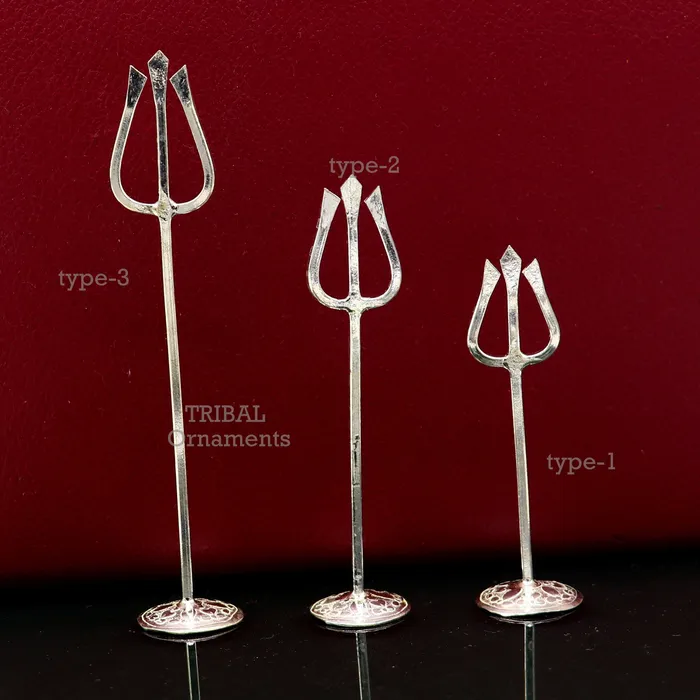 925 sterling silver customized lord Shiva trident with damaru silver article silver temple accessories from India shiva trishul su763 TRIBAL ORNAMENTS Rings