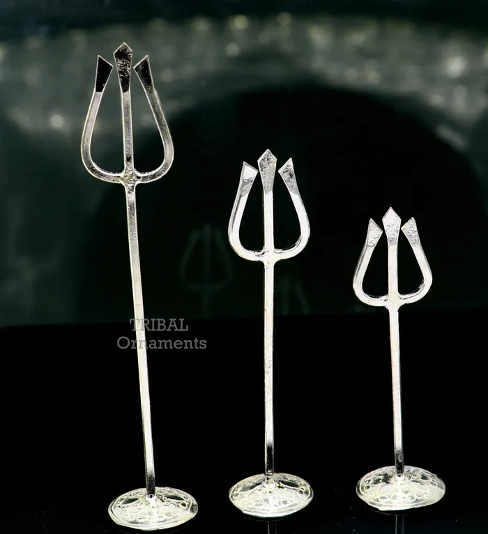 925 sterling silver customized lord Shiva trident with damaru silver article silver temple accessories from India shiva trishul su763 TRIBAL ORNAMENTS Rings