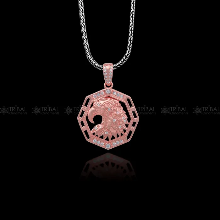 925 Sterling silver Garuda Eagle design rose gold polished pendant nsp951 TRIBAL ORNAMENTS Necklaces