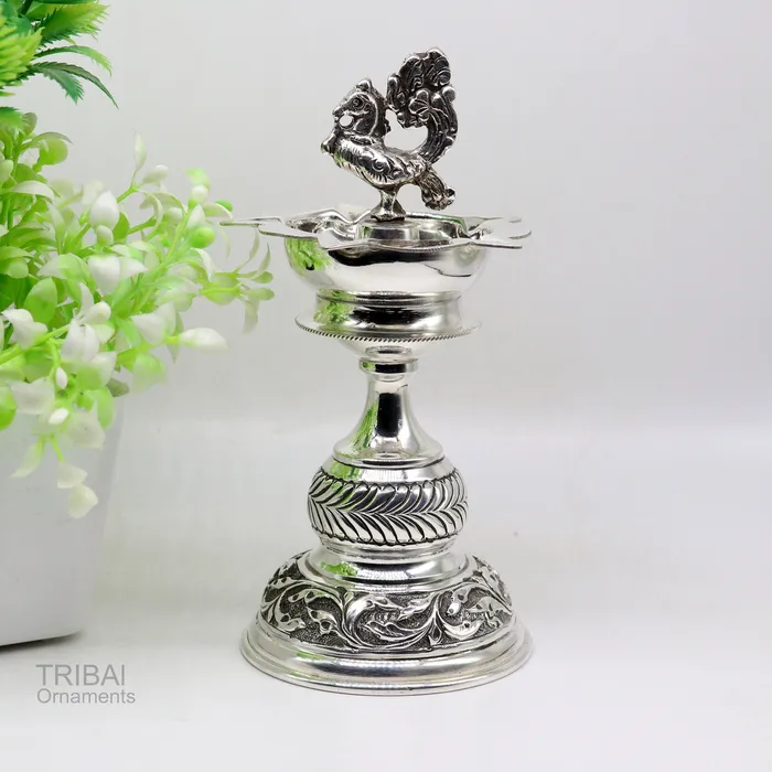 925 sterling silver handcrafted vintage work oil lamp or candle stand silver Deepak silver article puja utensils silver figurine su587 TRIBAL ORNAMENTS Rings 925 sterling silver handcrafted vintage work oil lamp or candle stand silver Deepak silver article puja utensils silver figurine su587 TRIBAL ORNAMENTS Rings
