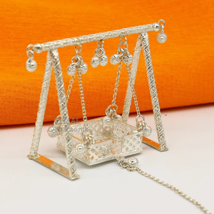 925 Sterling silver handmade Bal Gopala jhula little Krishna swing child Krishna palana silver jhula laddu gopal jhula silver art su764 TRIBAL ORNAMENTS Rings