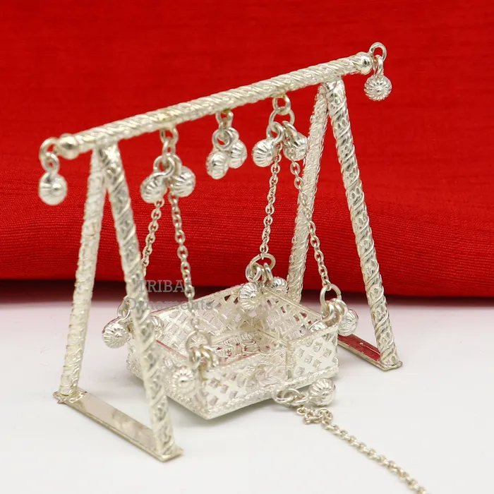 925 Sterling silver handmade Bal Gopala jhula little Krishna swing child Krishna palana silver jhula laddu gopal jhula silver art su764 TRIBAL ORNAMENTS Rings