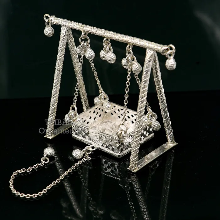 925 Sterling silver handmade Bal Gopala jhula little Krishna swing child Krishna palana silver jhula laddu gopal jhula silver art su764 TRIBAL ORNAMENTS Rings