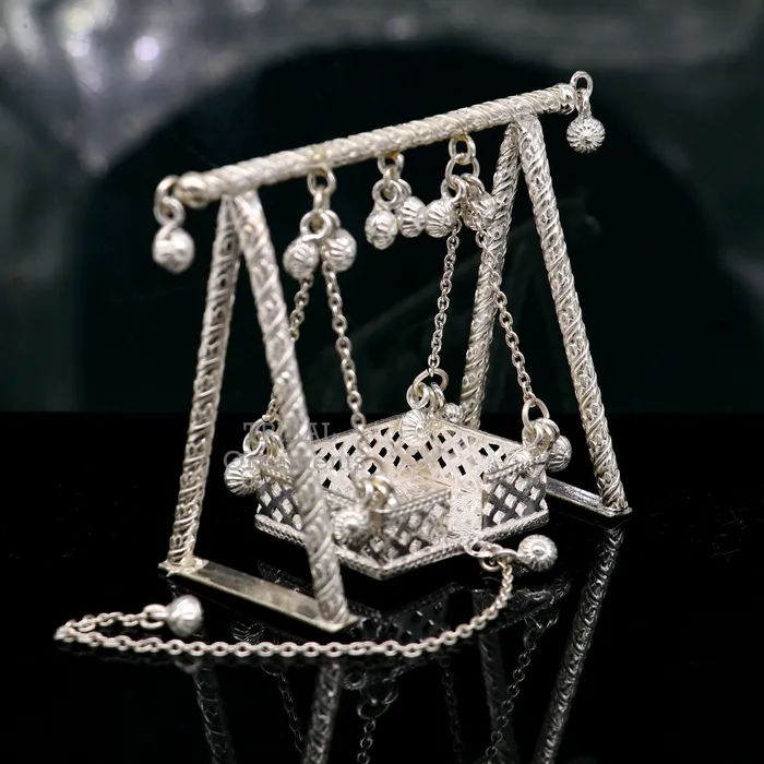 925 Sterling silver handmade Bal Gopala jhula little Krishna swing child Krishna palana silver jhula laddu gopal jhula silver art su764 TRIBAL ORNAMENTS Rings