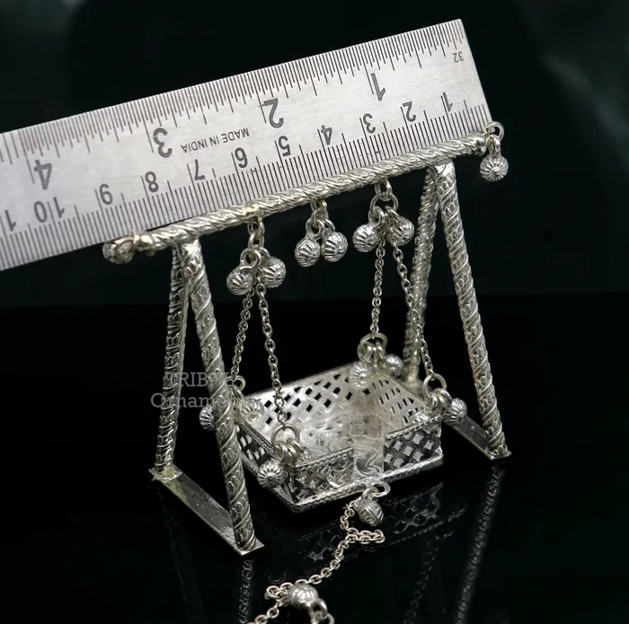 925 Sterling silver handmade Bal Gopala jhula little Krishna swing child Krishna palana silver jhula laddu gopal jhula silver art su764 TRIBAL ORNAMENTS Rings