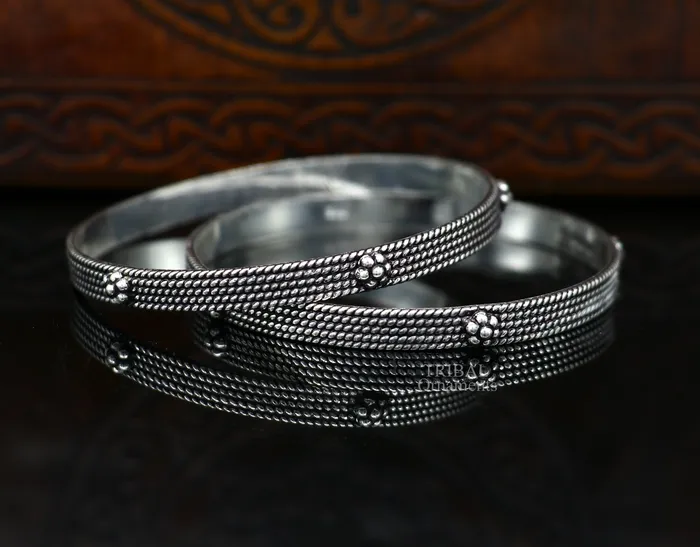 925 sterling silver handmade customized vintage design bangle bracelet kada single piece excellent personalized gifting jewelry nba318 TRIBAL ORNAMENTS Bracelets