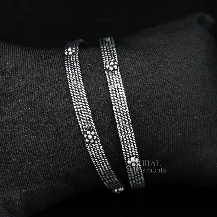 925 sterling silver handmade customized vintage design bangle bracelet kada single piece excellent personalized gifting jewelry nba318 TRIBAL ORNAMENTS Bracelets
