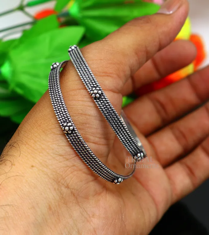 925 sterling silver handmade customized vintage design bangle bracelet kada single piece excellent personalized gifting jewelry nba318 TRIBAL ORNAMENTS Bracelets