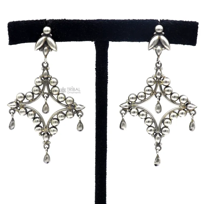 925 Sterling silver handmade customized vintage Floral stud earring Amazing stylish earring fabulous drop dangle gifting jewelry s1286 TRIBAL ORNAMENTS Earrings