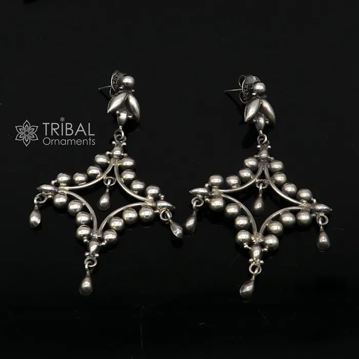 925 Sterling silver handmade customized vintage Floral stud earring Amazing stylish earring fabulous drop dangle gifting jewelry s1286 TRIBAL ORNAMENTS Earrings