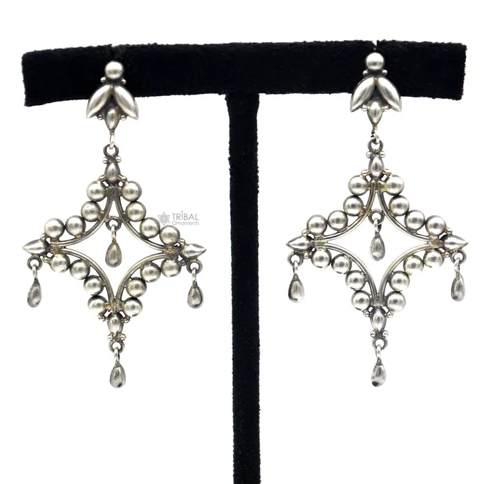925 Sterling silver handmade customized vintage Floral stud earring Amazing stylish earring fabulous drop dangle gifting jewelry s1286 TRIBAL ORNAMENTS Earrings