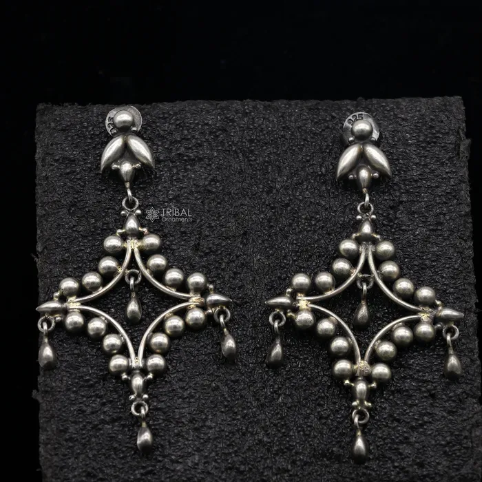 925 Sterling silver handmade customized vintage Floral stud earring Amazing stylish earring fabulous drop dangle gifting jewelry s1286 TRIBAL ORNAMENTS Earrings