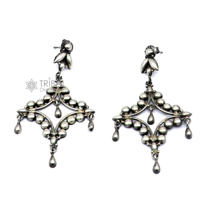 925 Sterling silver handmade customized vintage Floral stud earring Amazing stylish earring fabulous drop dangle gifting jewelry s1286 TRIBAL ORNAMENTS Earrings