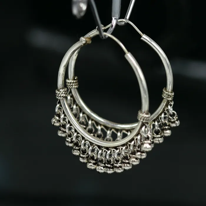925 sterling silver handmade fabulous hoops earring with gorgeous hanging drops customized large earring personalized gift s869 TRIBAL ORNAMENTS Earrings 925 sterling silver handmade fabulous hoops earring with gorgeous hanging drops customized large earring personalized gift s869 TRIBAL ORNAMENTS Earrings