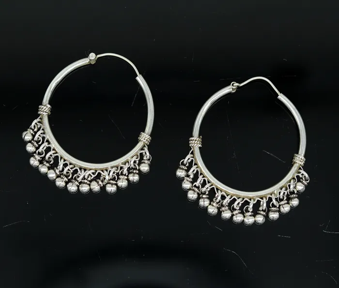 925 sterling silver handmade fabulous hoops earring with gorgeous hanging drops customized large earring personalized gift s869 TRIBAL ORNAMENTS Earrings