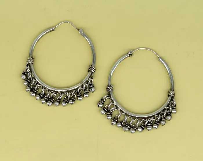 925 sterling silver handmade fabulous hoops earring with gorgeous hanging drops customized large earring personalized gift s869 TRIBAL ORNAMENTS Earrings