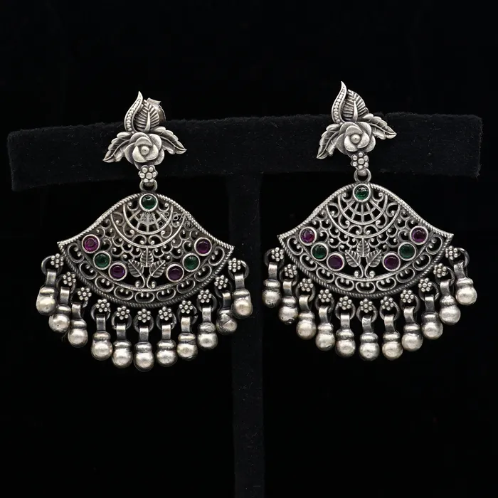 925 sterling silver handmade floral design red green stone earrings with hanging drops Ghungroo ethnic brides functional jewelry s1235 TRIBAL ORNAMENTS Earrings 925 sterling silver handmade floral design red green stone earrings with hanging drops Ghungroo ethnic brides functional jewelry s1235 TRIBAL ORNAMENTS Earrings