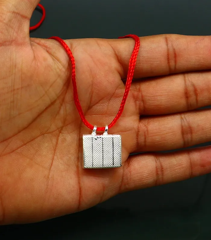 925 sterling silver handmade gorgeous Square shape handmade amulet box amulet pendant mantra box silver tabiz mascot kavacham ssp664 TRIBAL ORNAMENTS Necklaces