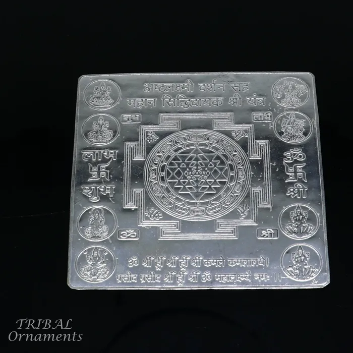 925 sterling silver handmade Shree Ashthlakshmi Yantra Shri laxmi yantra for wealth and prosperity best puja article gifting su849 TRIBAL ORNAMENTS Necklaces