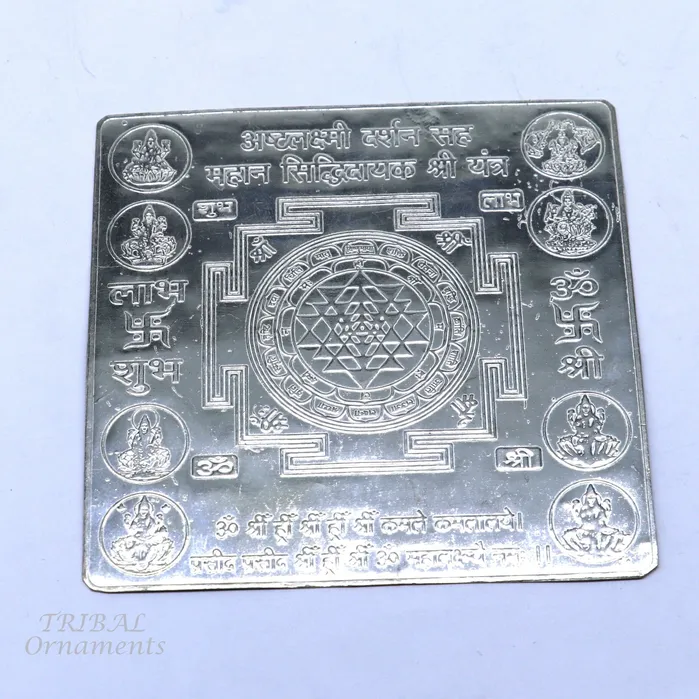 925 sterling silver handmade Shree Ashthlakshmi Yantra Shri laxmi yantra for wealth and prosperity best puja article gifting su849 TRIBAL ORNAMENTS Necklaces