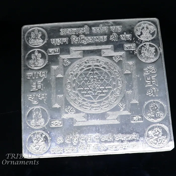 925 sterling silver handmade Shree Ashthlakshmi Yantra Shri laxmi yantra for wealth and prosperity best puja article gifting su849 TRIBAL ORNAMENTS Necklaces