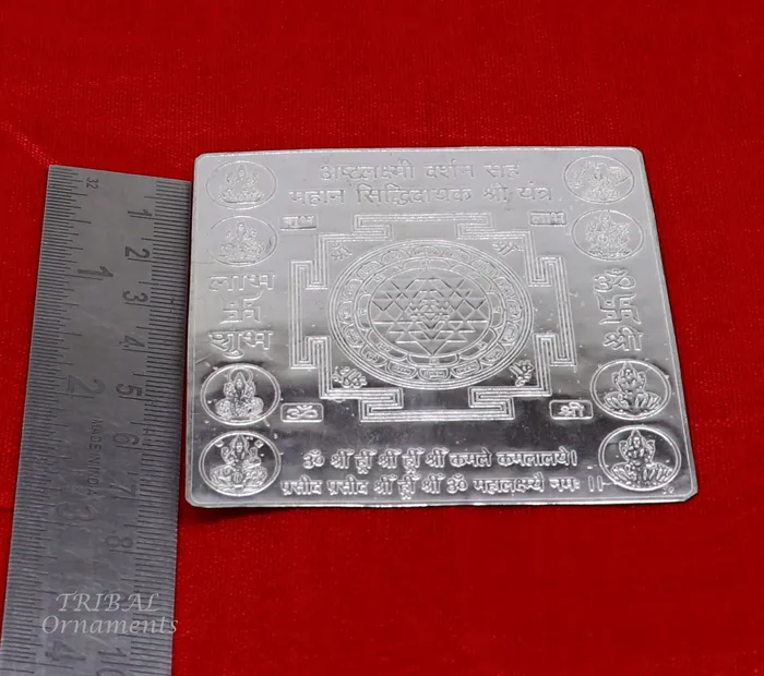 925 sterling silver handmade Shree Ashthlakshmi Yantra Shri laxmi yantra for wealth and prosperity best puja article gifting su849 TRIBAL ORNAMENTS Necklaces