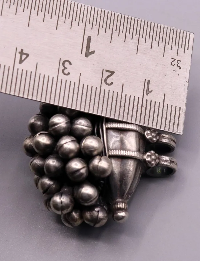 925 Sterling silver handmade solid pendant with hanging jingle bells awesome vintage antique design tribal jewelry nsp58 TRIBAL ORNAMENTS Necklaces