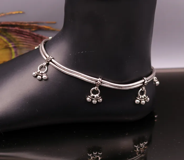 925 Sterling silver handmade vintage antique design stylish anklet foot bracelet with hanging bells tribal belly dance jewelry ank28 TRIBAL ORNAMENTS Bracelets 925 Sterling silver handmade vintage antique design stylish anklet foot bracelet with hanging bells tribal belly dance jewelry ank28 TRIBAL ORNAMENTS Bracelets