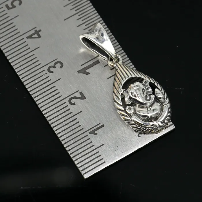 925 sterling silver handmade vintage stylish trendy idol Ganesha pendant exclusive designer unisex pendant silver locket jewelry ssp434 TRIBAL ORNAMENTS Necklaces