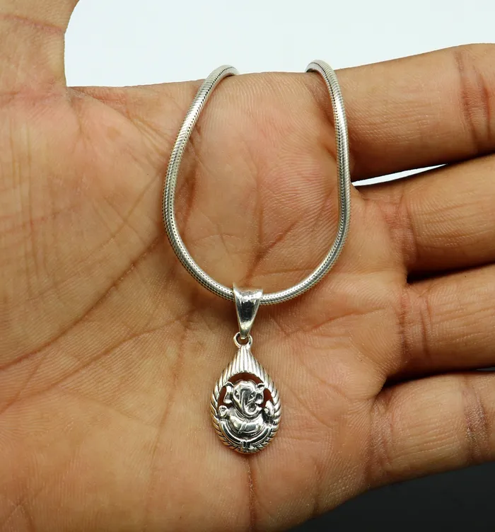 925 sterling silver handmade vintage stylish trendy idol Ganesha pendant exclusive designer unisex pendant silver locket jewelry ssp434 TRIBAL ORNAMENTS Necklaces