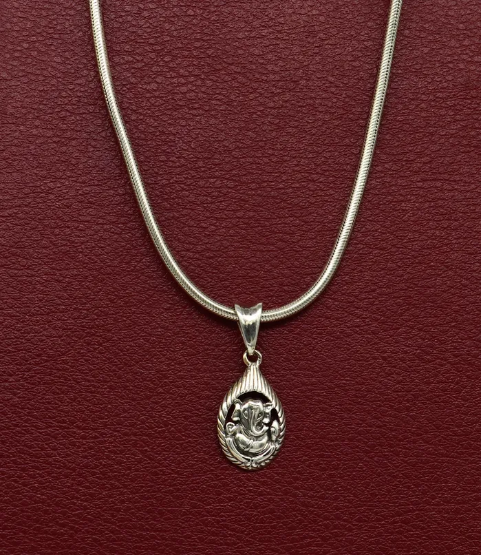 925 sterling silver handmade vintage stylish trendy idol Ganesha pendant exclusive designer unisex pendant silver locket jewelry ssp434 TRIBAL ORNAMENTS Necklaces