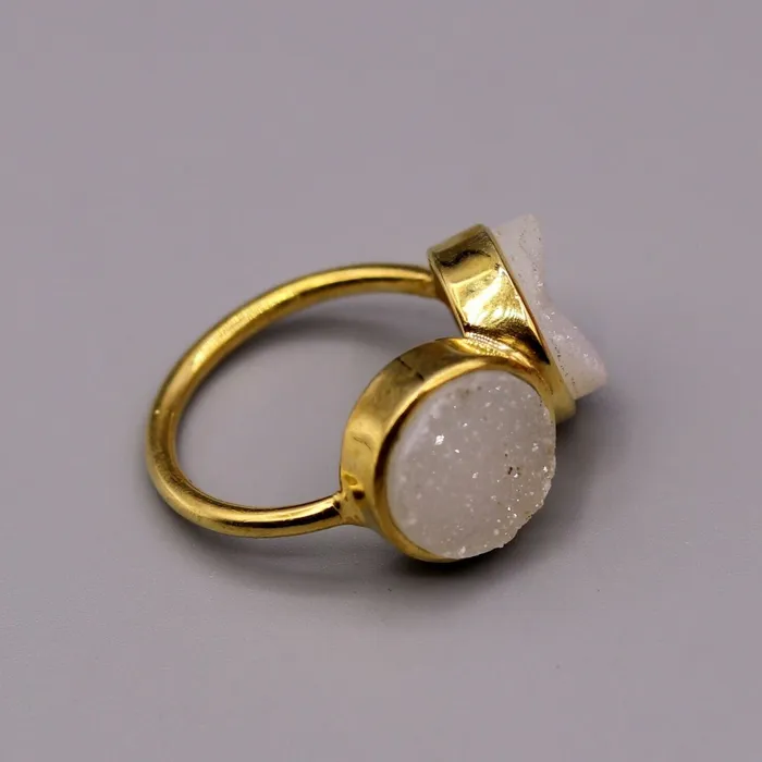925 sterling silver handmade wedding anniversary double stone ring band sr103 TRIBAL ORNAMENTS Rings