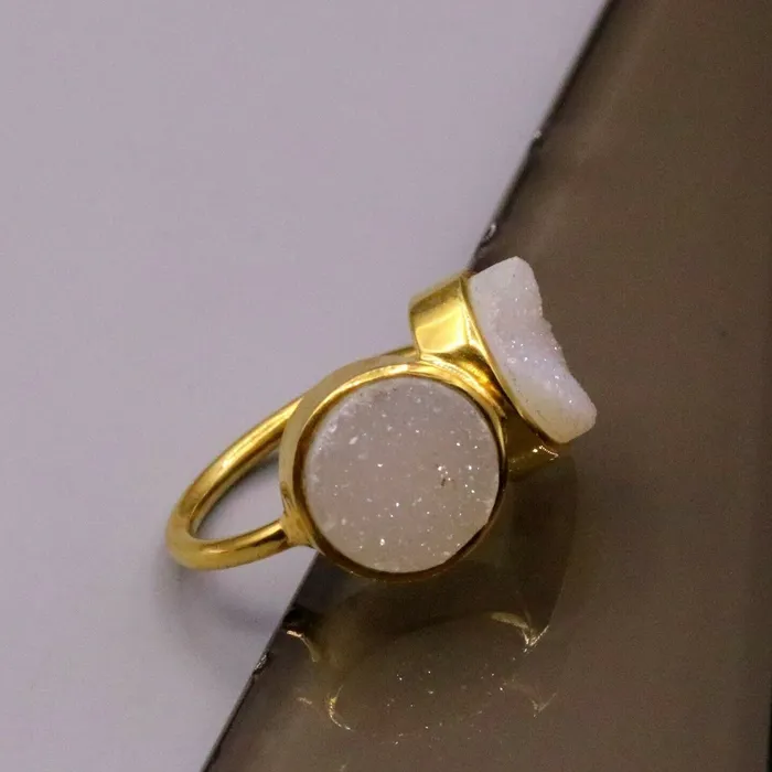 925 sterling silver handmade wedding anniversary double stone ring band sr103 TRIBAL ORNAMENTS Rings