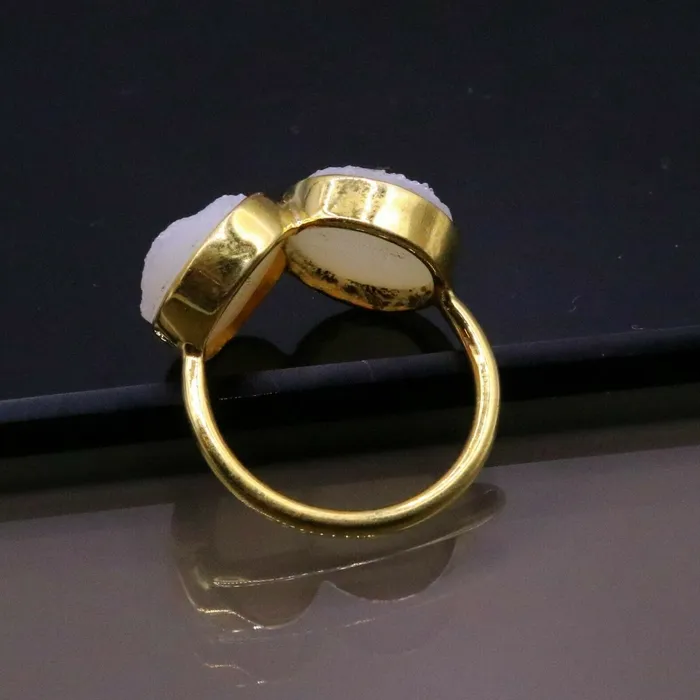 925 sterling silver handmade wedding anniversary double stone ring band sr103 TRIBAL ORNAMENTS Rings
