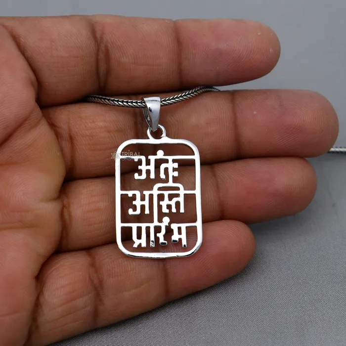 925 sterling silver handmand Antah Asti Prarambh pendant nsp894 TRIBAL ORNAMENTS Necklaces