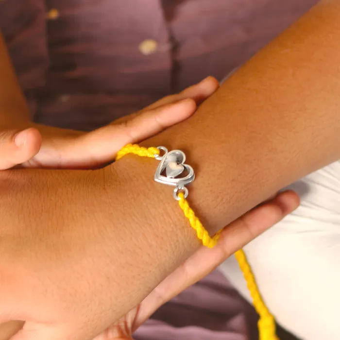 925 Sterling silver heart design pendant Rakhi bracelet Rakshabandhan festival rk340 TRIBAL ORNAMENTS Bracelets 925 Sterling silver heart design pendant Rakhi bracelet Rakshabandhan festival rk340 TRIBAL ORNAMENTS Bracelets