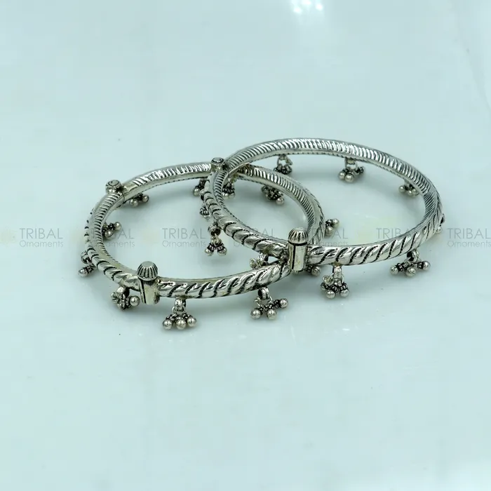 925 sterling silver stylish design ankle kada ankle bangle bracelet with gorgeous foot kada nsfk123 TRIBAL ORNAMENTS Bracelets