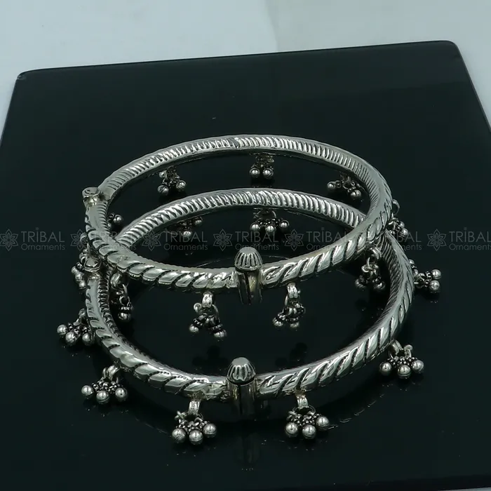 925 sterling silver stylish design ankle kada ankle bangle bracelet with gorgeous foot kada nsfk123 TRIBAL ORNAMENTS Bracelets