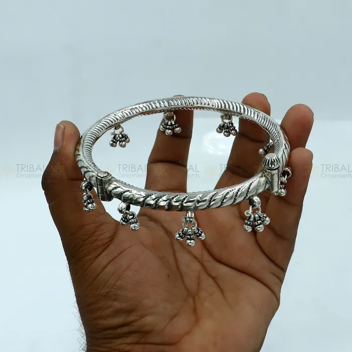 925 sterling silver stylish design ankle kada ankle bangle bracelet with gorgeous foot kada nsfk123 TRIBAL ORNAMENTS Bracelets