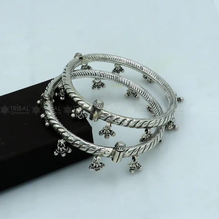 925 sterling silver stylish design ankle kada ankle bangle bracelet with gorgeous foot kada nsfk123 TRIBAL ORNAMENTS Bracelets